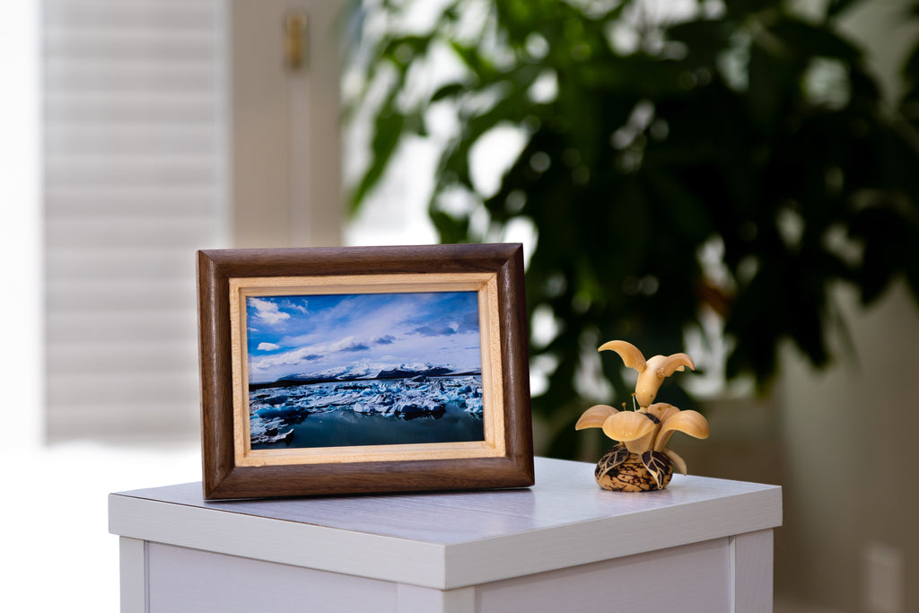 Walnut Picture Frame w/ Maple Trim & Rounded Edges