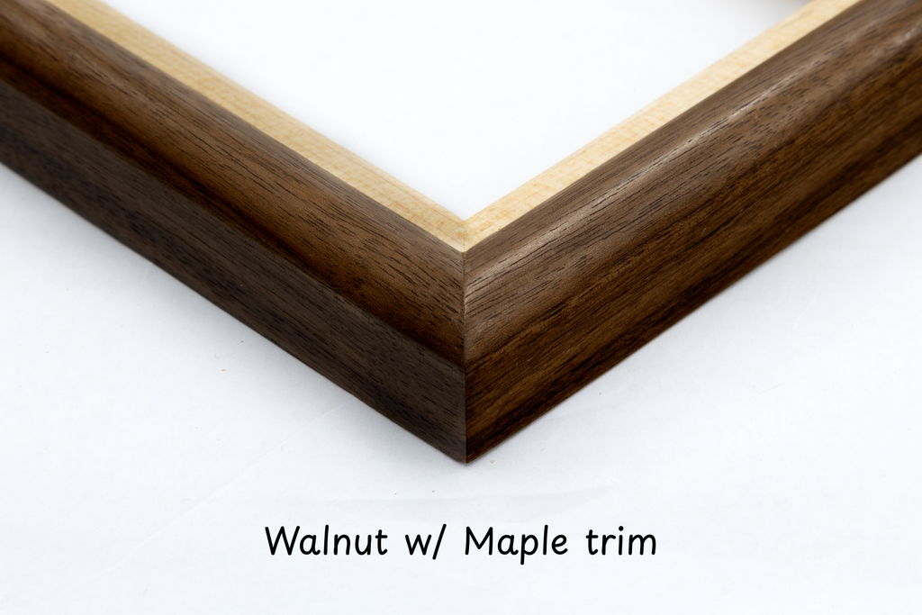 Walnut Picture Frame w/ Maple Trim & Rounded Edges